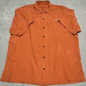 Tommy Bahama Mens Orange 100%Silk SilverOak Floral Short Sleeve ButtonUp Shirt L